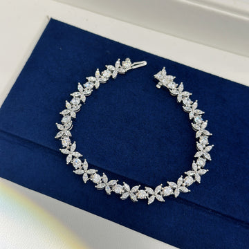 ÉtoileFlorale™ S925 Silver Marquise Cluster Pavé Bracelet