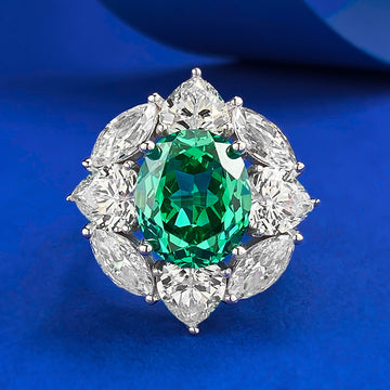 Paraiba Glow Ring – 10×12mm Simulated Gemstone in S925 Silver