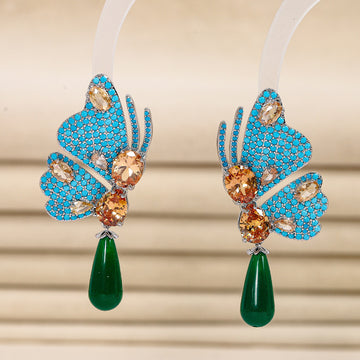 FlutterDrop Earrings – S925 Silver Posts with Zircon Sparkle