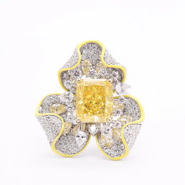 S925 Silver Yellow Blossom Ice-Cut Ring