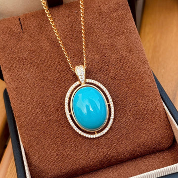 S925 Sterling Silver Synthetic Turquoise & Snake Chain Necklace