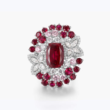 S925 Silver Pigeon Blood Red Statement Ring