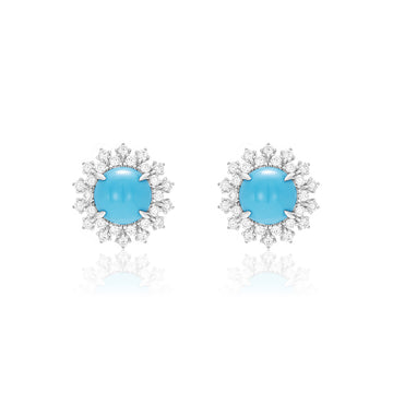 FleurBleue™ 925 Gold-Plated Floral Blue Topaz Studs