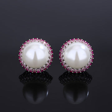 Gold-Plated Color Gem & Imitation Pearl Jewelry Set