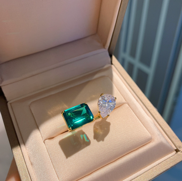 Emerald Radiance – Adjustable Retro Gemstone Ring