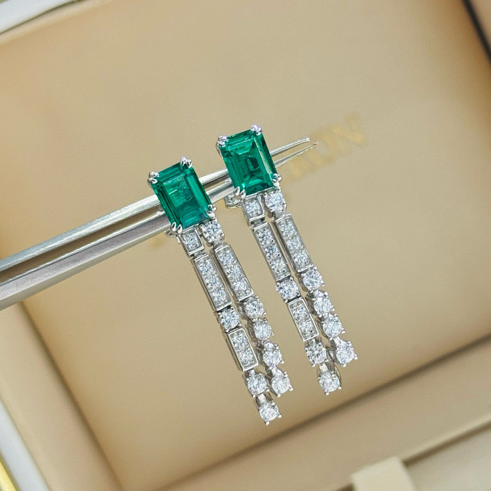 Emerald Cascade Earrings – 925 Silver Elegance