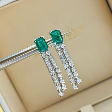 Emerald Cascade Earrings – 925 Silver Elegance