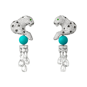 PanthèreBleue™ 925 Gold-Plated Blue Topaz Tassel Earrings