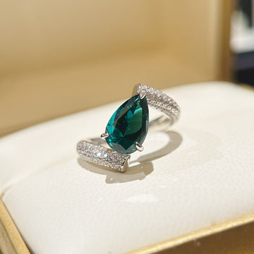 ÉmeraudeDésire™ S925 Sterling Silver Emerald Teardrop Ring