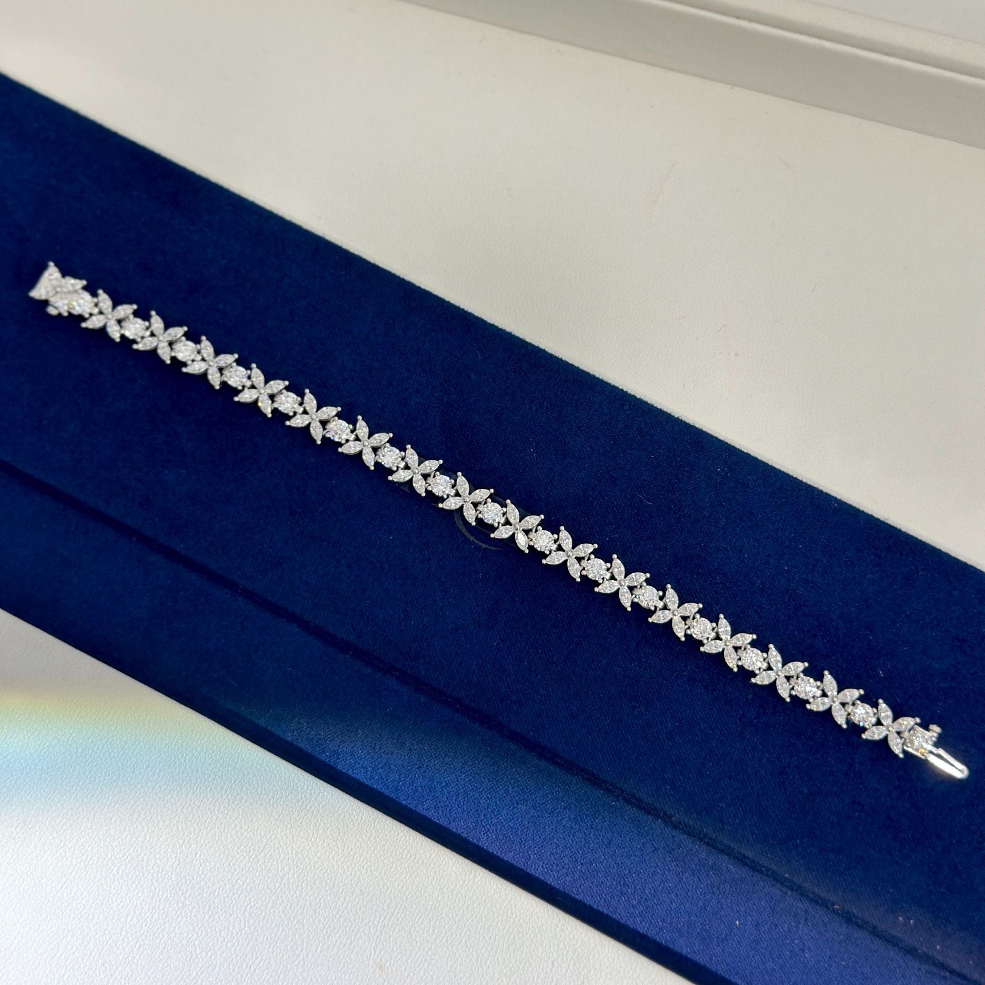 ÉtoileFlorale™ S925 Silver Marquise Cluster Pavé Bracelet