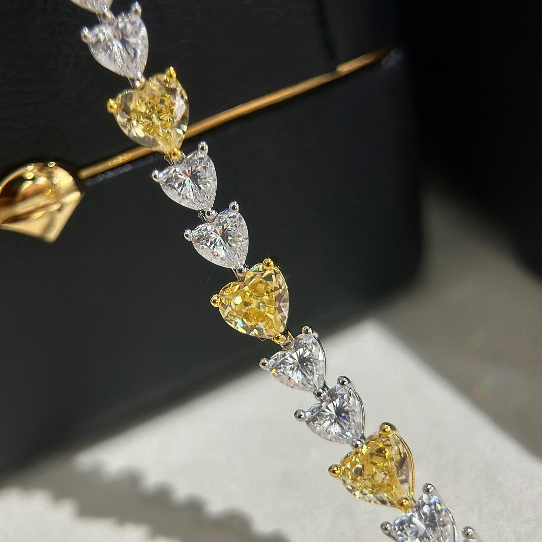 CœurDoré™ S925 Silver Yellow Diamond Heart Bracelet