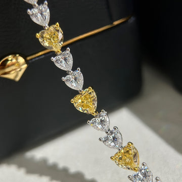 CœurDoré™ S925 Silver Yellow Diamond Heart Bracelet