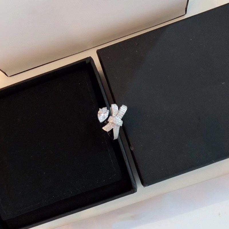 S925 Silver Bowknot Adjustable Ring