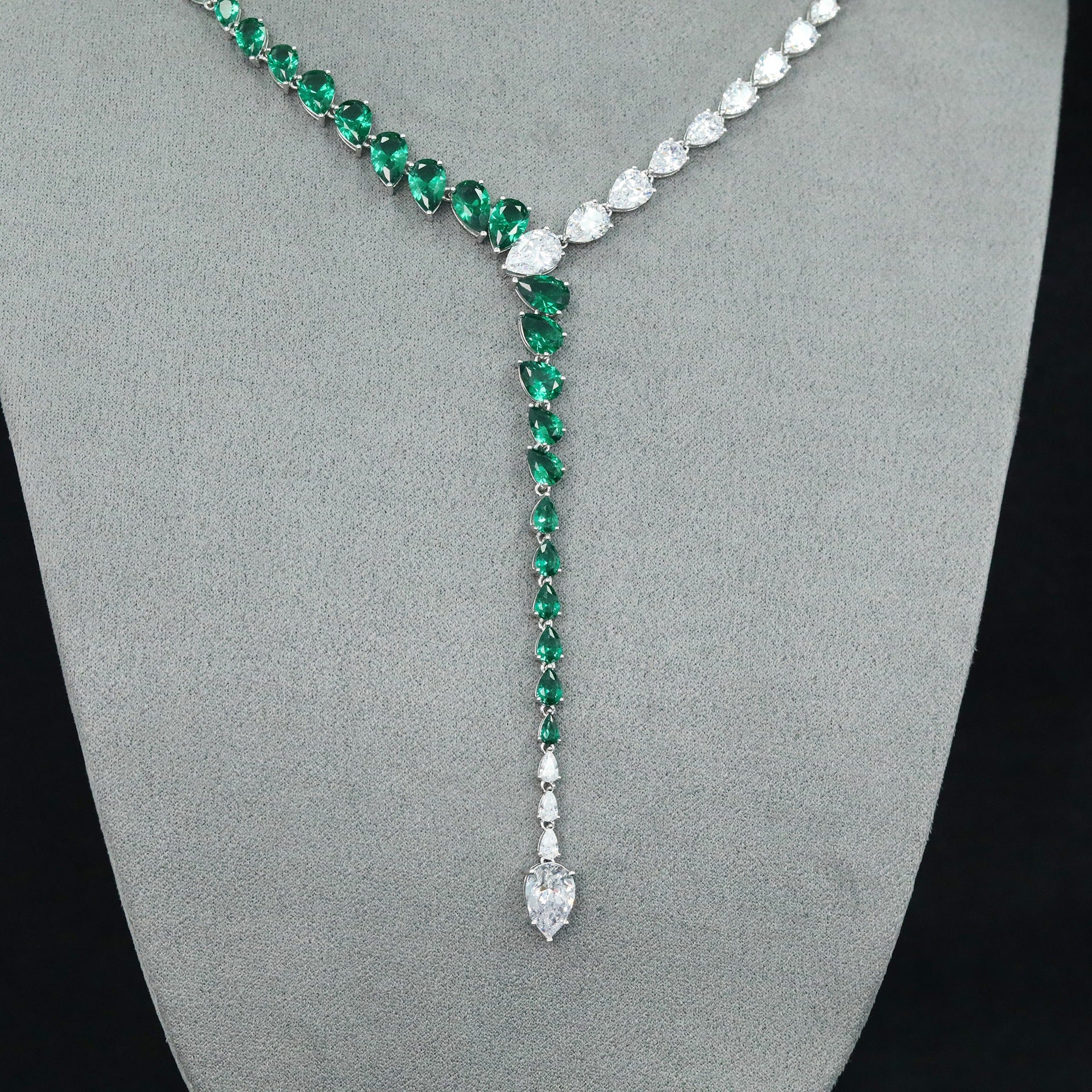 Serpentina™ 925 Gold-Plated Emerald Drop Y-Necklace