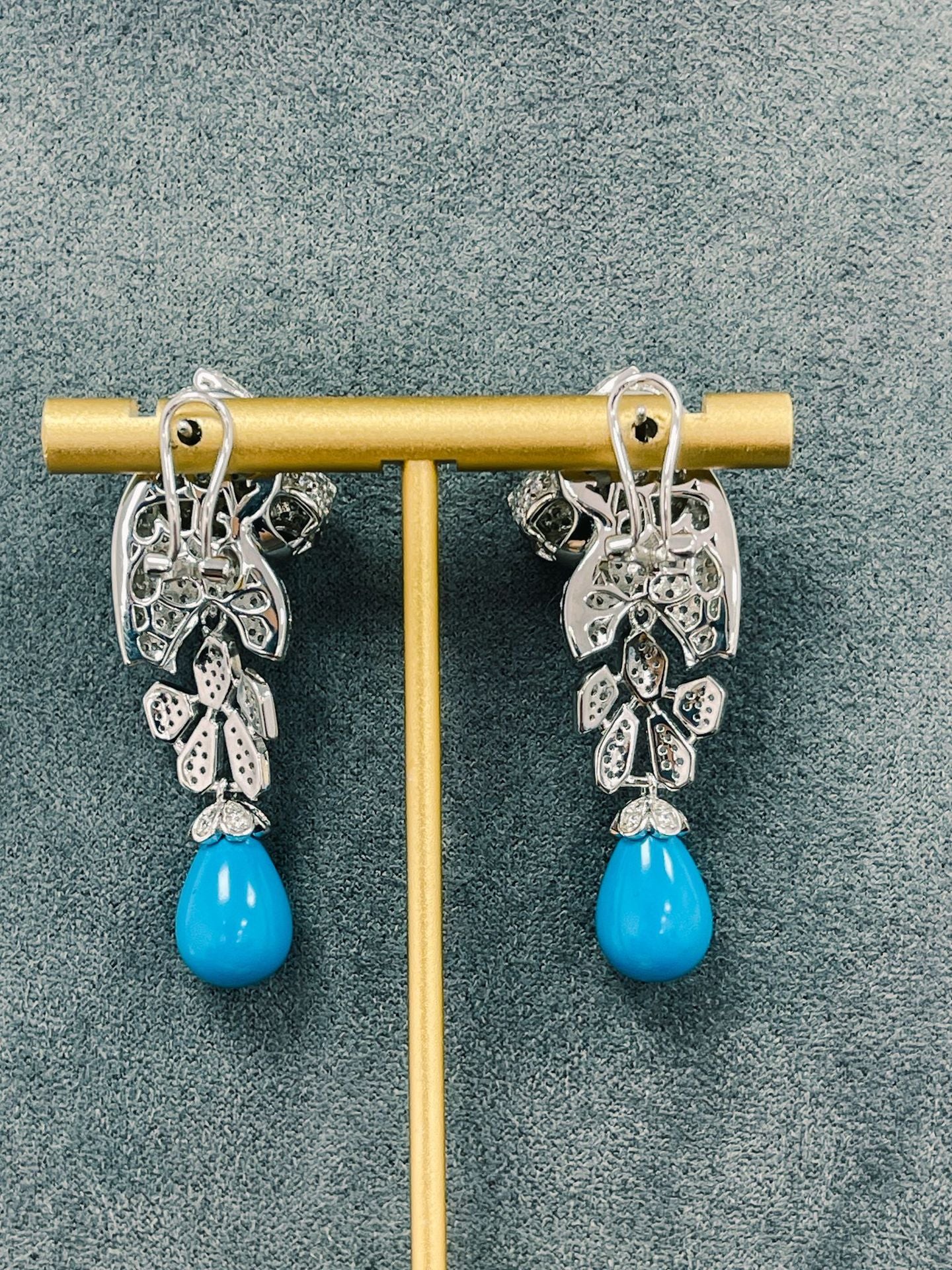 PanthèreBleue™ 925 Gold-Plated Blue Topaz Panther Earrings