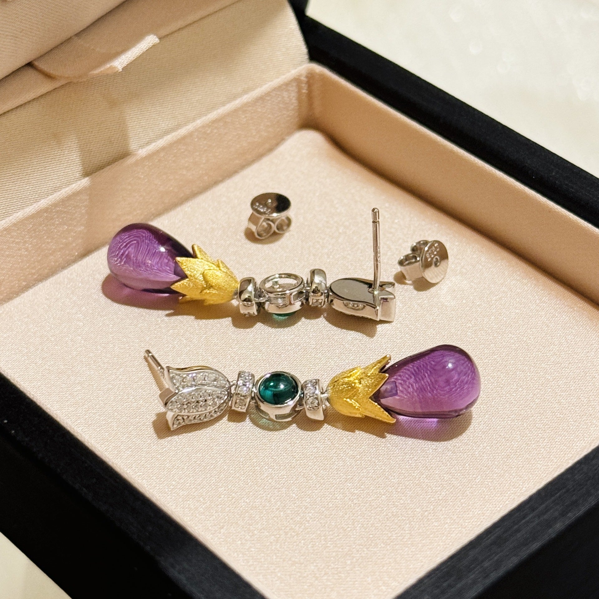 ZiyunLotus™ S925 Silver Crystal Lotus Stud Earrings