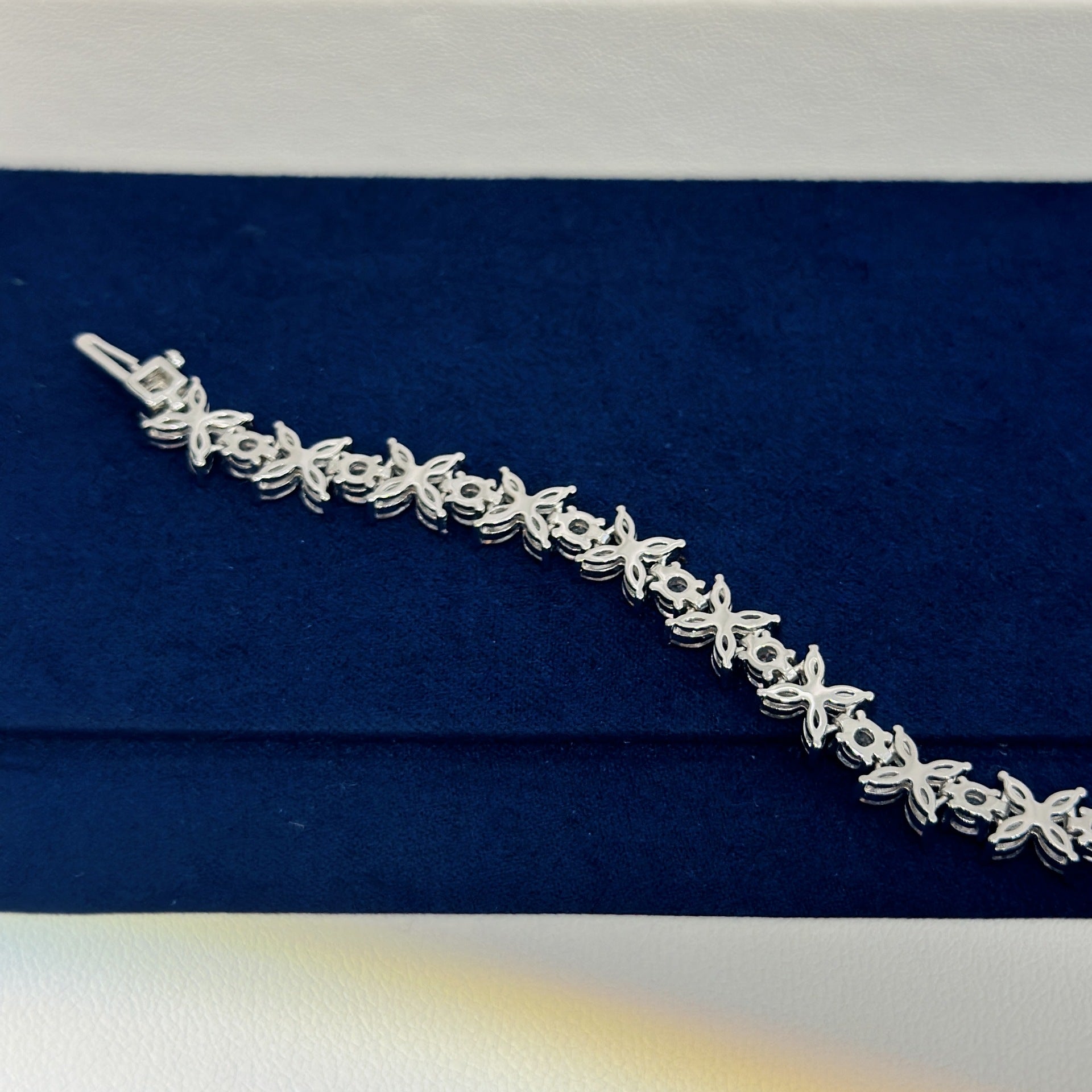 ÉtoileFlorale™ S925 Silver Marquise Cluster Pavé Bracelet
