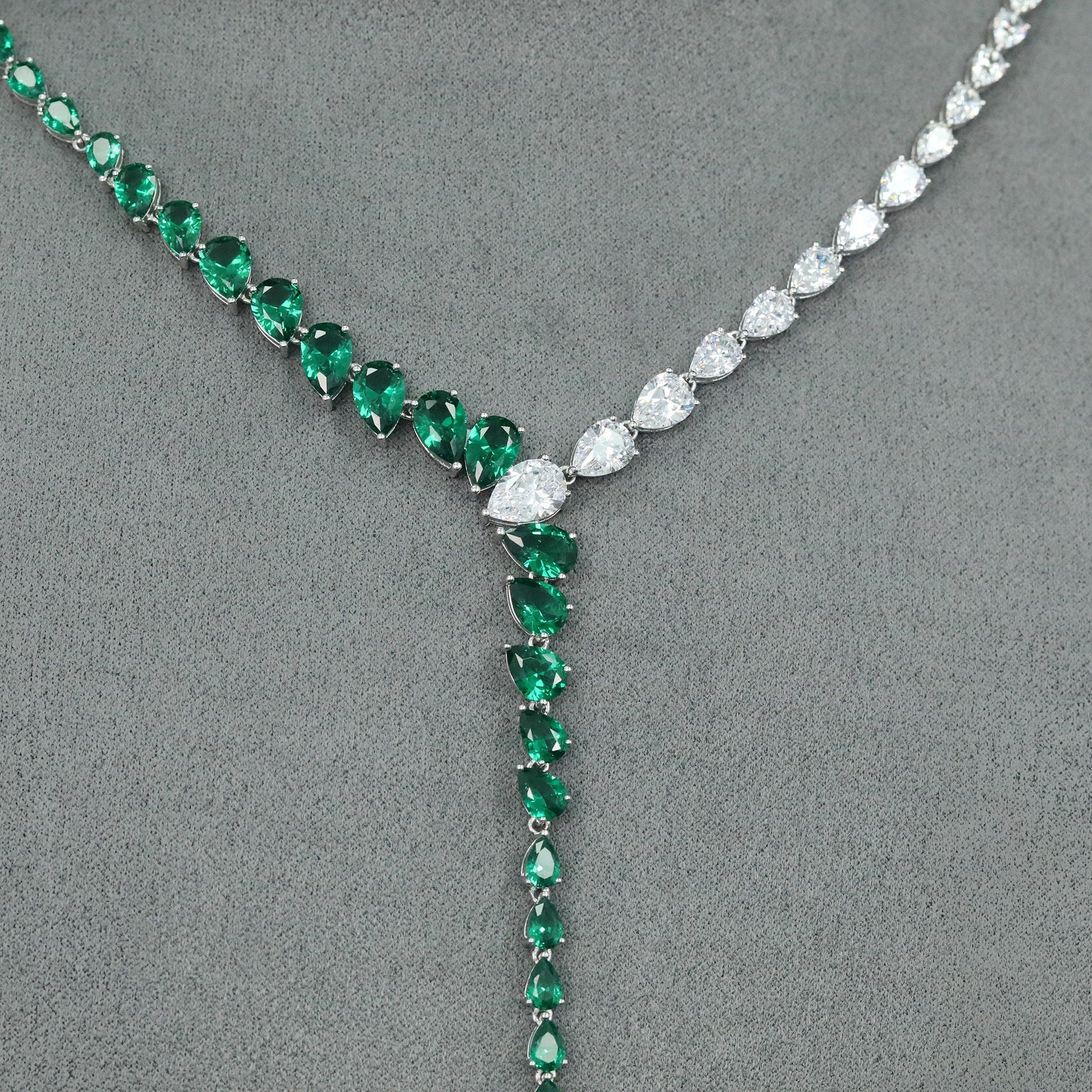 Serpentina™ 925 Gold-Plated Emerald Drop Y-Necklace