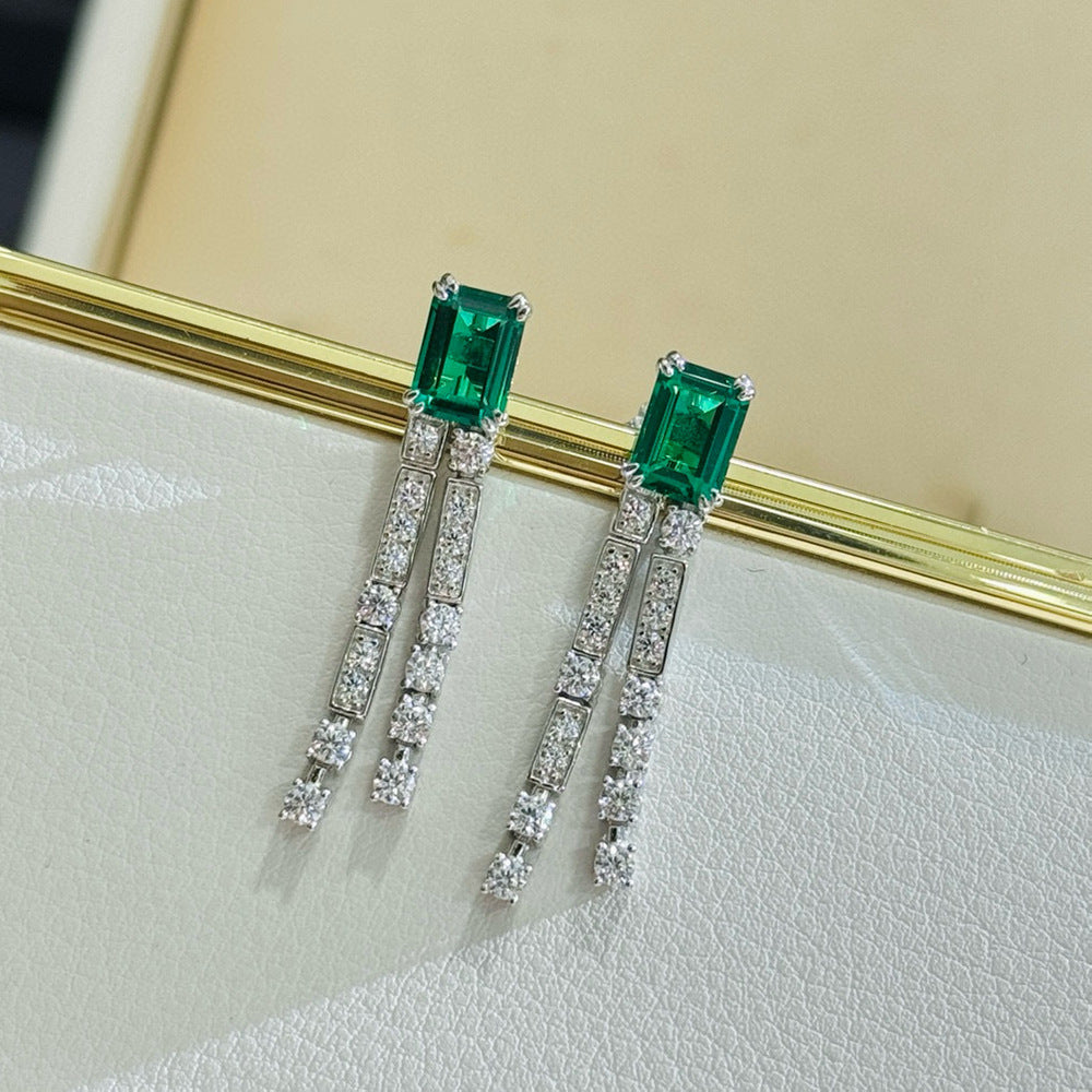 Emerald Cascade Earrings – 925 Silver Elegance
