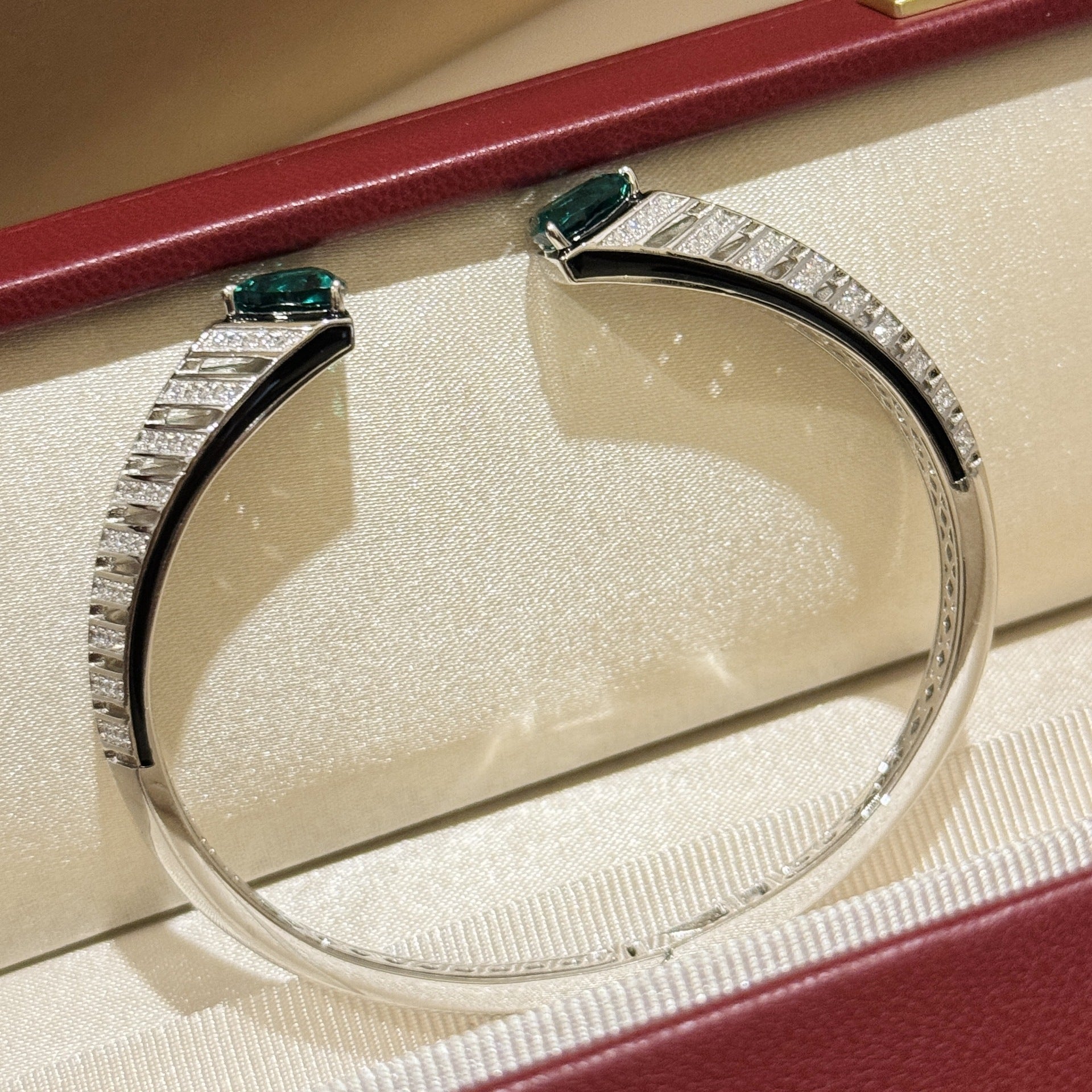 EmeraldNoir™ S925 Zebra-Pattern Open Cuff Bracelet