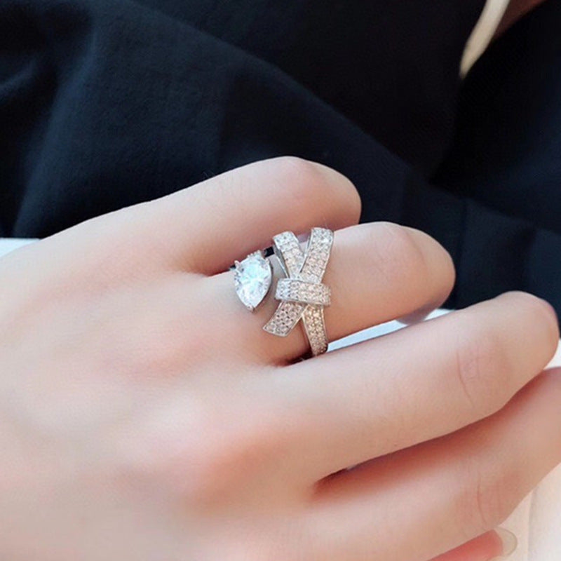 S925 Silver Bowknot Adjustable Ring