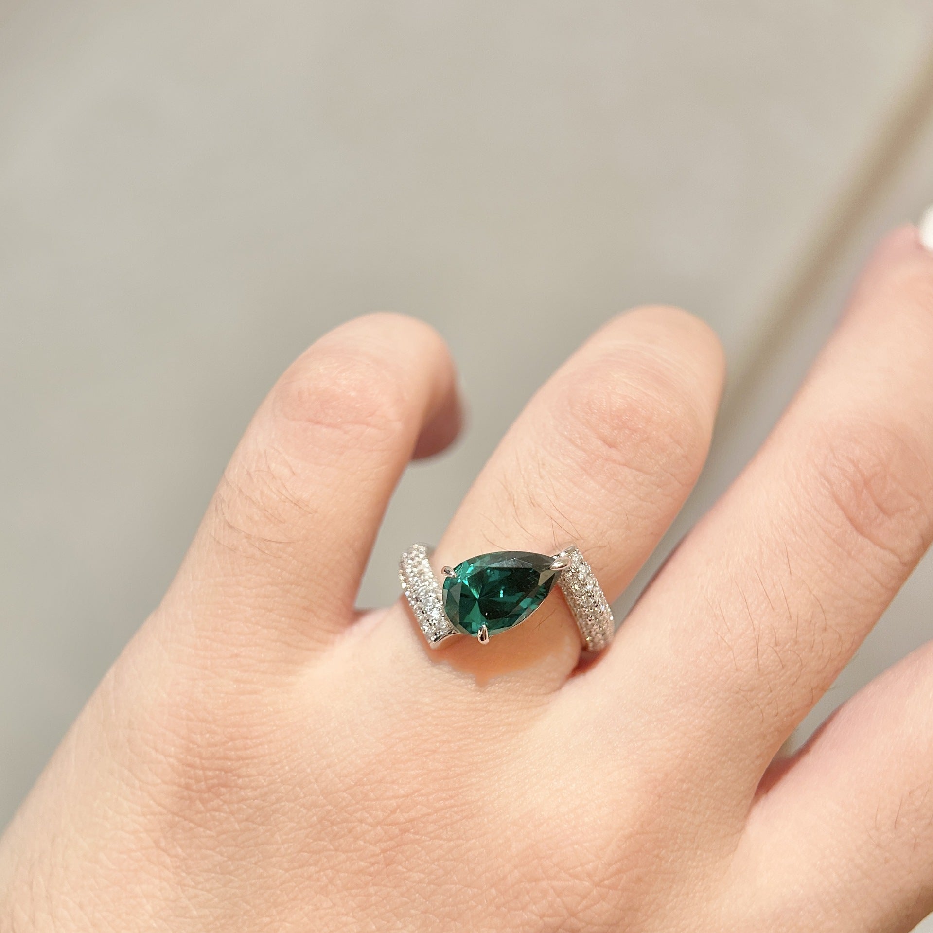 ÉmeraudeDésire™ S925 Sterling Silver Emerald Teardrop Ring
