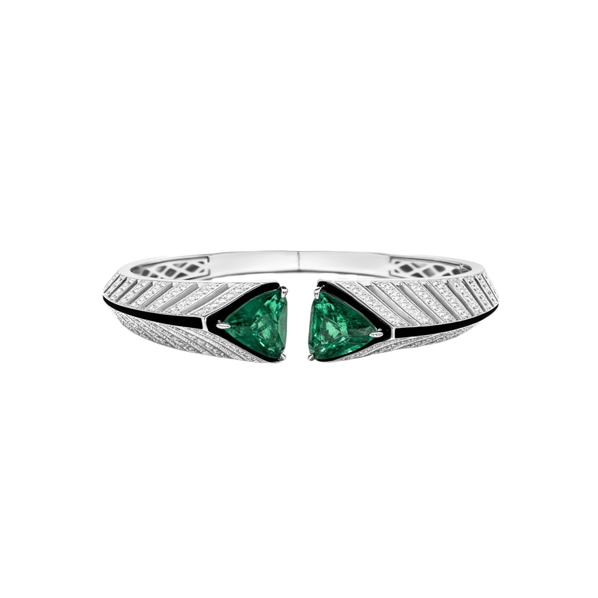EmeraldNoir™ S925 Zebra-Pattern Open Cuff Bracelet