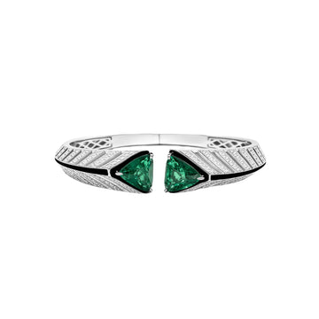EmeraldNoir™ S925 Zebra-Pattern Open Cuff Bracelet