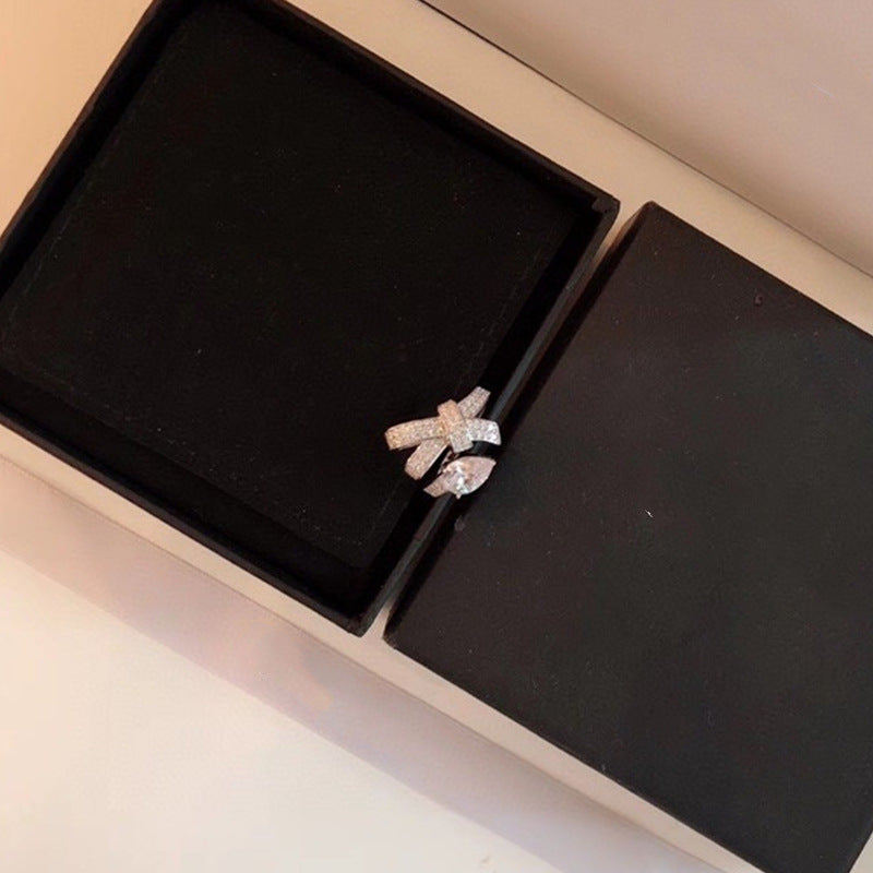 S925 Silver Bowknot Adjustable Ring