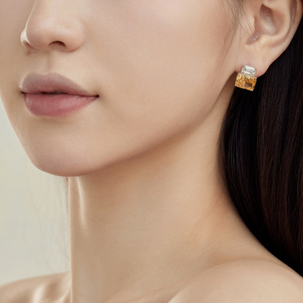 Aurora Gem – 8×10mm S925 Silver Earrings with Imported High-Carbon Diamonds