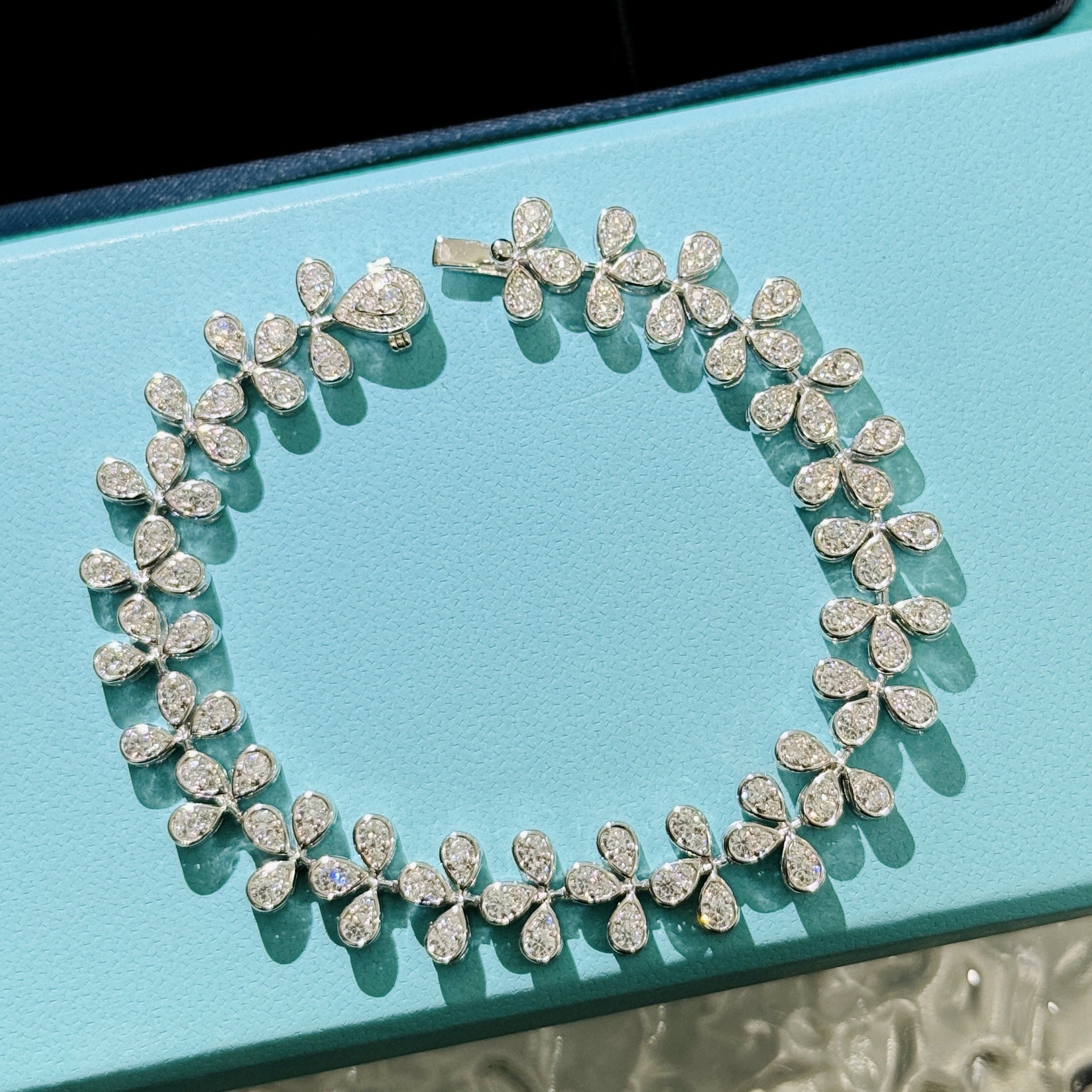 PlumeRoyale™ S925 Silver Teardrop & Petal Pavé