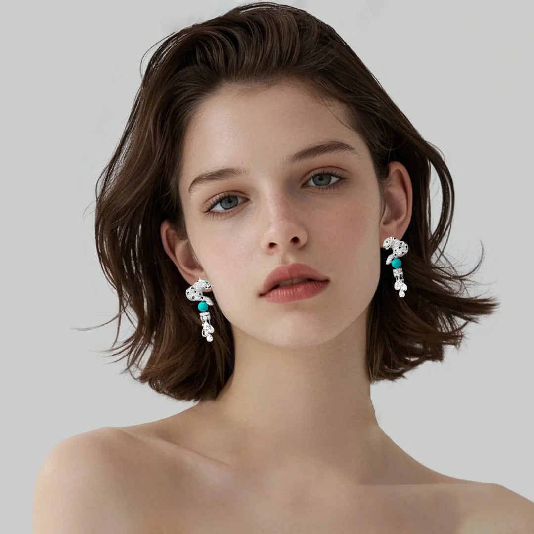 PanthèreBleue™ 925 Gold-Plated Blue Topaz Tassel Earrings