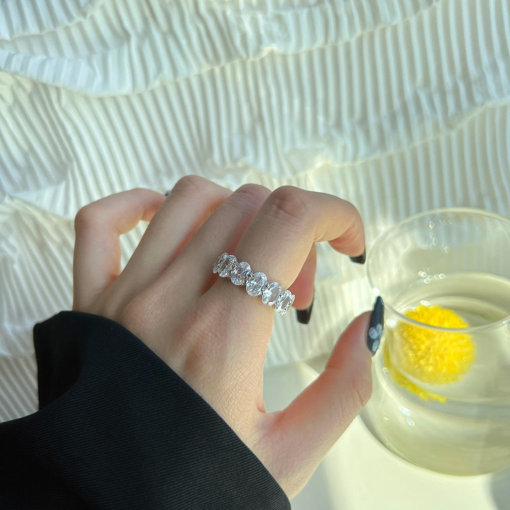 S925 Silver Oval-Cut Solitaire Ring
