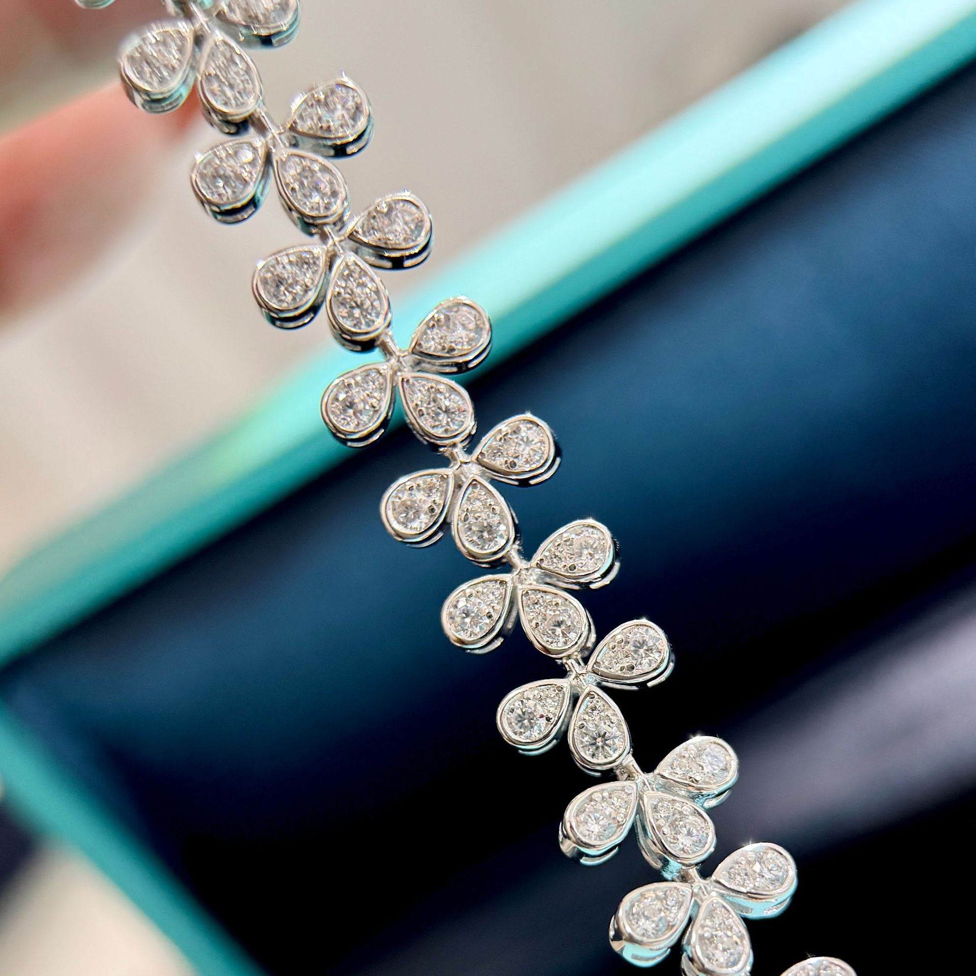 PlumeRoyale™ S925 Silver Teardrop & Petal Pavé