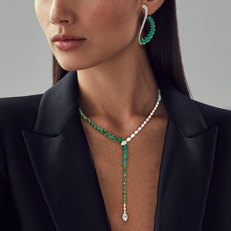 Serpentina™ 925 Gold-Plated Emerald Drop Y-Necklace