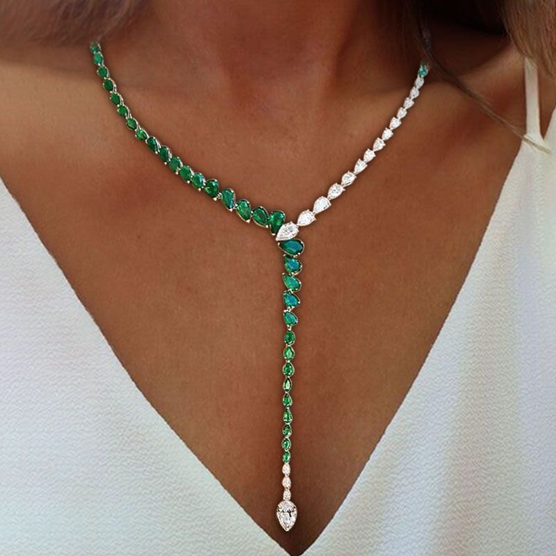 Serpentina™ 925 Gold-Plated Emerald Drop Y-Necklace