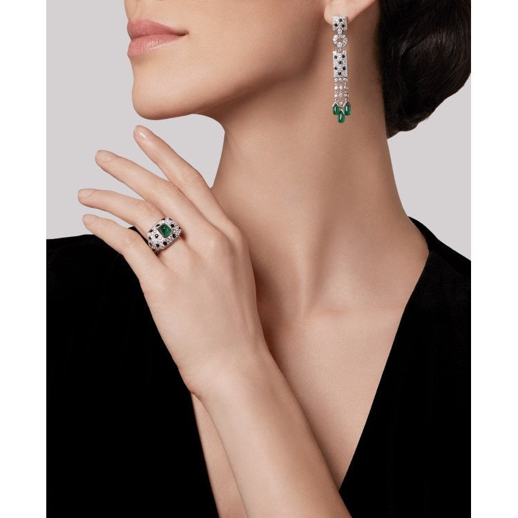 PanthèreVerte™ 925 Gold-Plated Emerald Panther Earrings