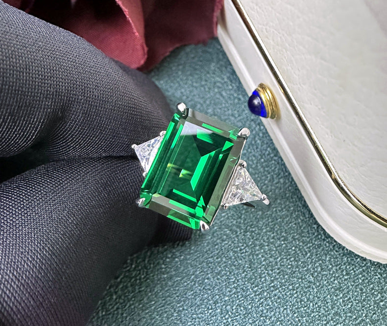 Imperial Emerald Ring – 925 Silver Statement Gem
