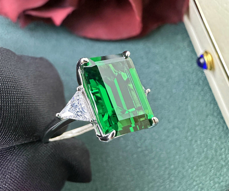 Imperial Emerald Ring – 925 Silver Statement Gem