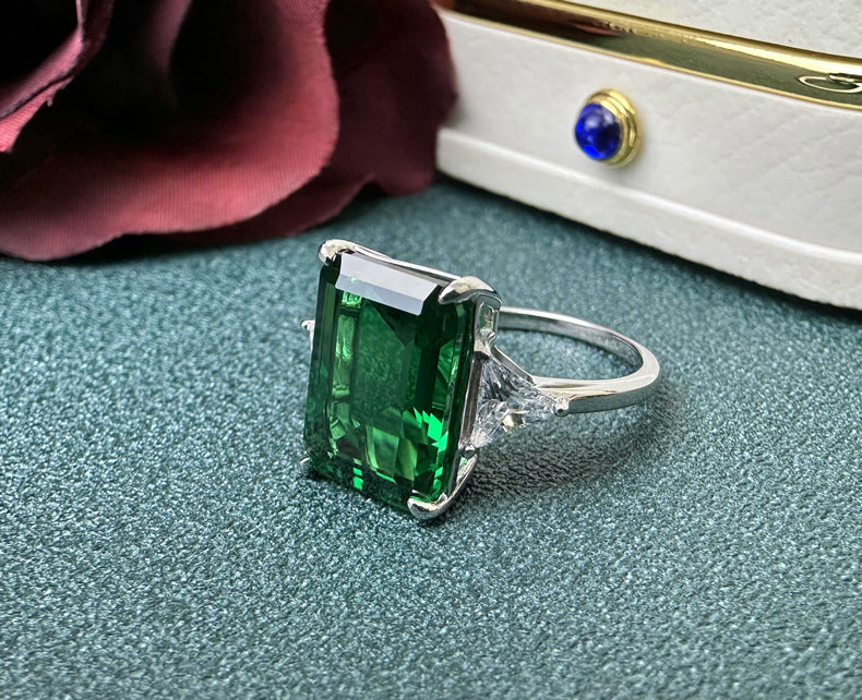 Imperial Emerald Ring – 925 Silver Statement Gem
