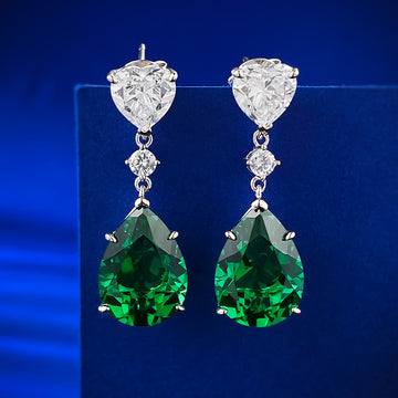Emerald Bowdrop Earrings – 925 Silver Elegance