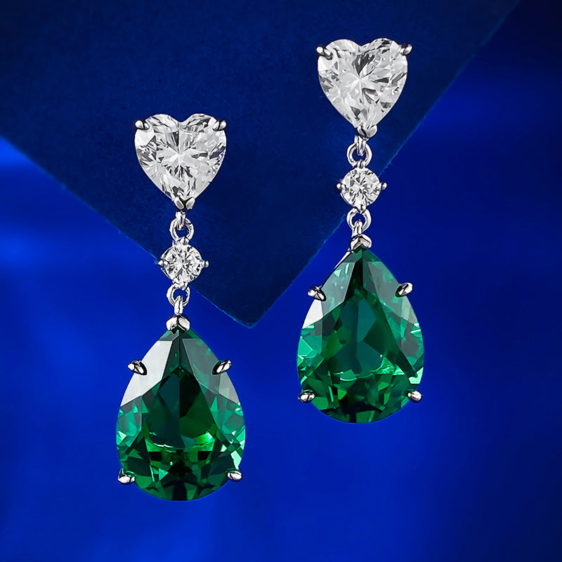 Emerald Bowdrop Earrings – 925 Silver Elegance