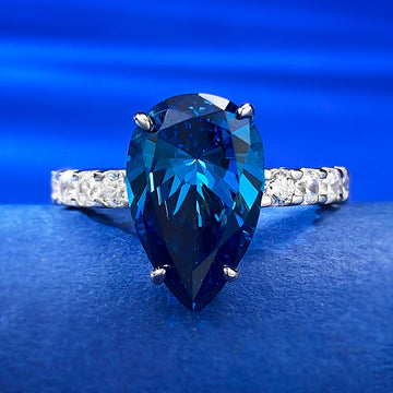 Royal Sapphire Teardrop Ring 925 Silver