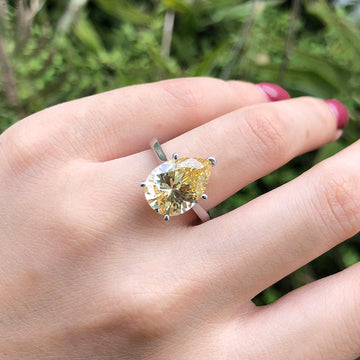 Royal Teardrop Ring – 4.5ct High-Carbon Zircon in 925 Silver