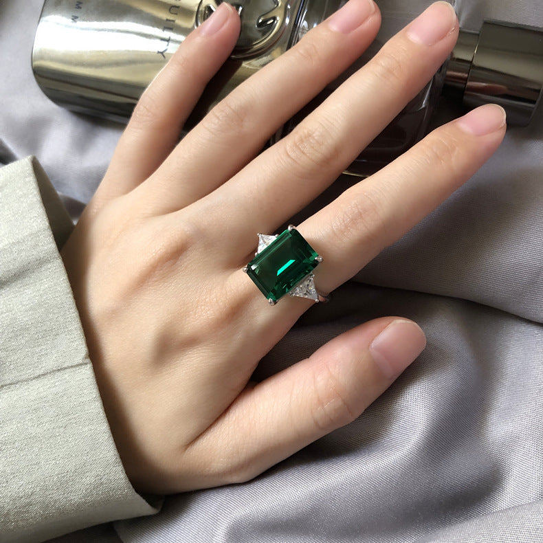 Imperial Emerald Ring – 925 Silver Statement Gem