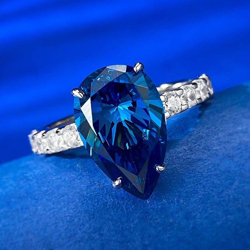 Royal Sapphire Teardrop Ring 925 Silver