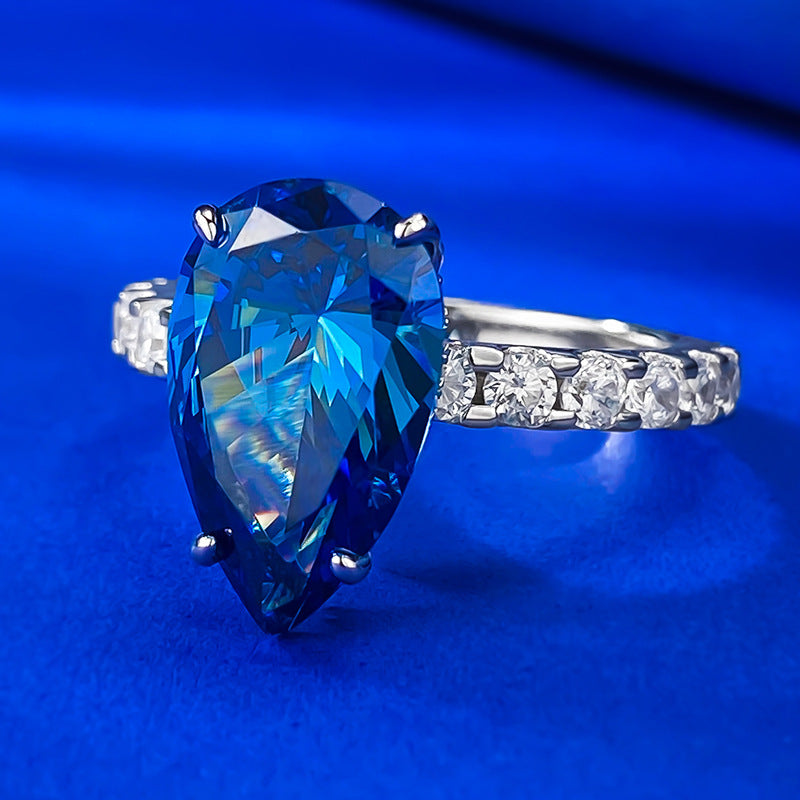 Royal Sapphire Teardrop Ring 925 Silver