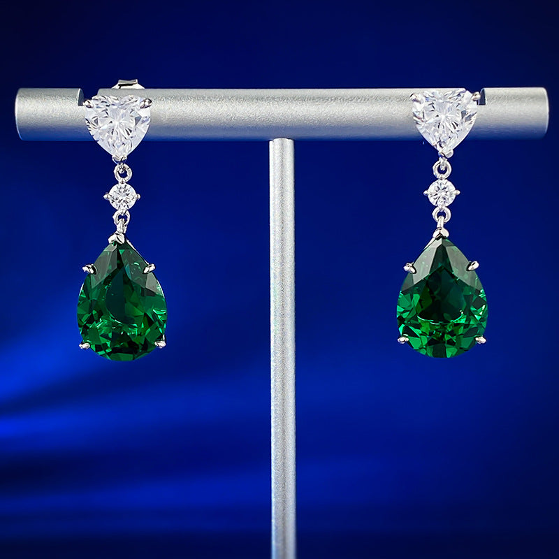 Emerald Bowdrop Earrings – 925 Silver Elegance