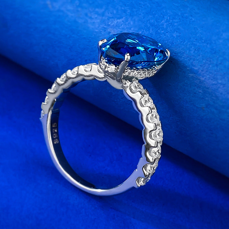 Royal Sapphire Teardrop Ring 925 Silver