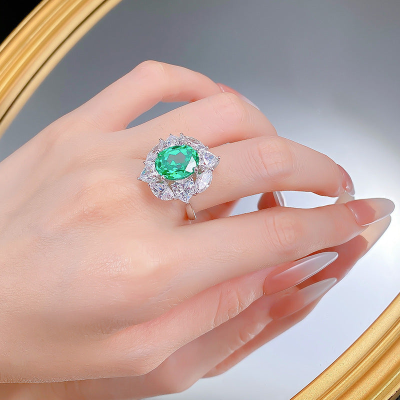 Paraiba Glow Ring – 10×12mm Simulated Gemstone in S925 Silver